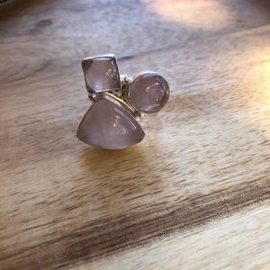 silver and rose quartz ring